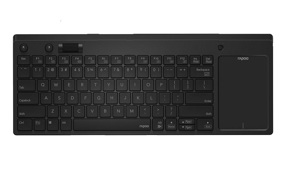 RAPOO, K2800, Wireless, Keyboard, with, Touchpad, &, Entertainment, Media, Keys, -, 2.4GHz, Range, Up, to, 10m, Connect, PC, to, TV, Com, 