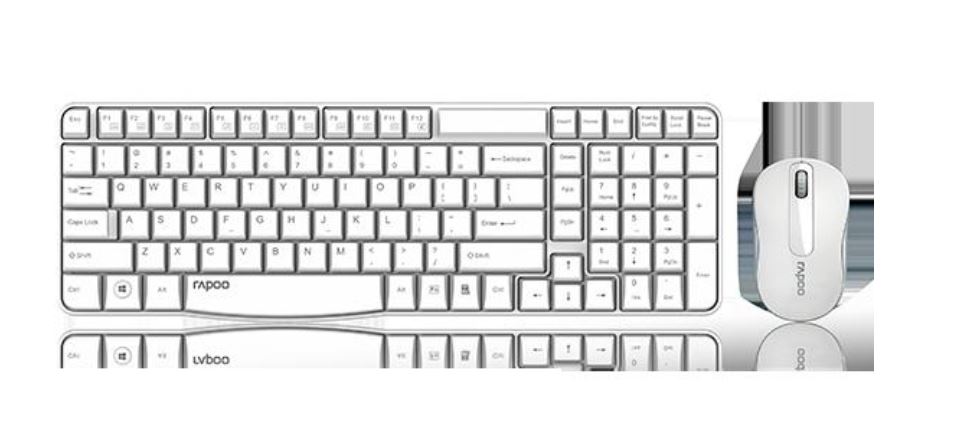 Keyboards and Mice/Rapoo: RAPOO, X1800S, 2.4GHz, Wireless, Optical, Keyboard, Mouse, Combo, Black, -, 1000DPI, Nano, Receiver, 12m, Battery, (White), 