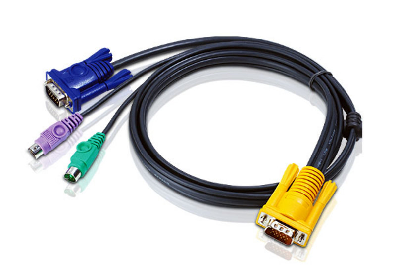 Aten, KVM, Cable, 3m, with, VGA, &, PS/2, to, 3in1, SPHD, to, suit, CS7xE, CS13xx, CS17xxA, CS17xxi, CL5xxx, CL10xx, KL91xx, KN91xx, 