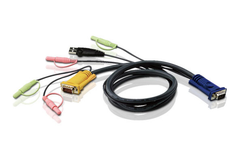 KVM Switches/Aten: Aten, KVM, Cable, 3m, with, VGA, USB, &, Audio, to, 3in1, SPHD, &, Audio, to, suit, CS173xB, CS173xA, CS175x, (LS), 