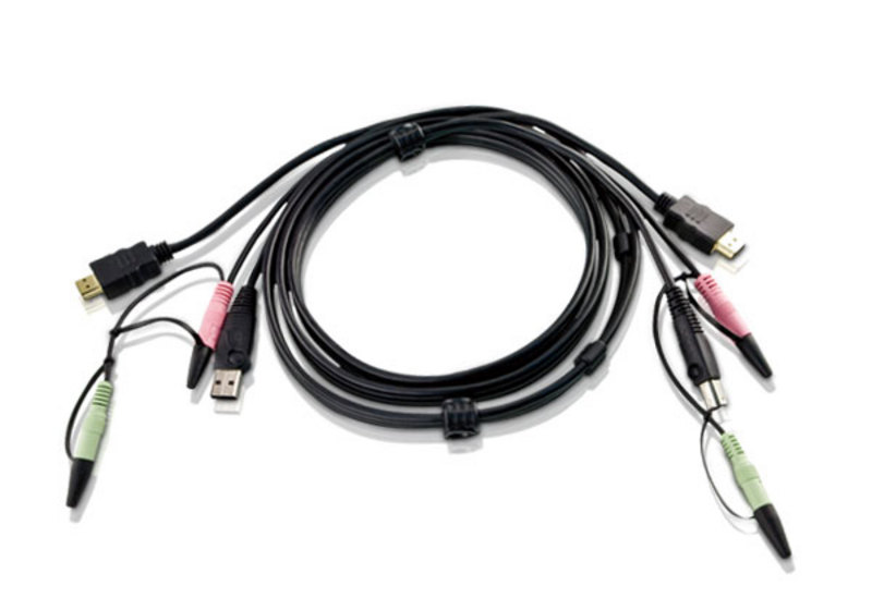 KVM Switches/Aten: Aten, KVM, Cable, 1.8m, with, HDMI, USB, &, Audio, to, HDMI, USB, &, Audio, 