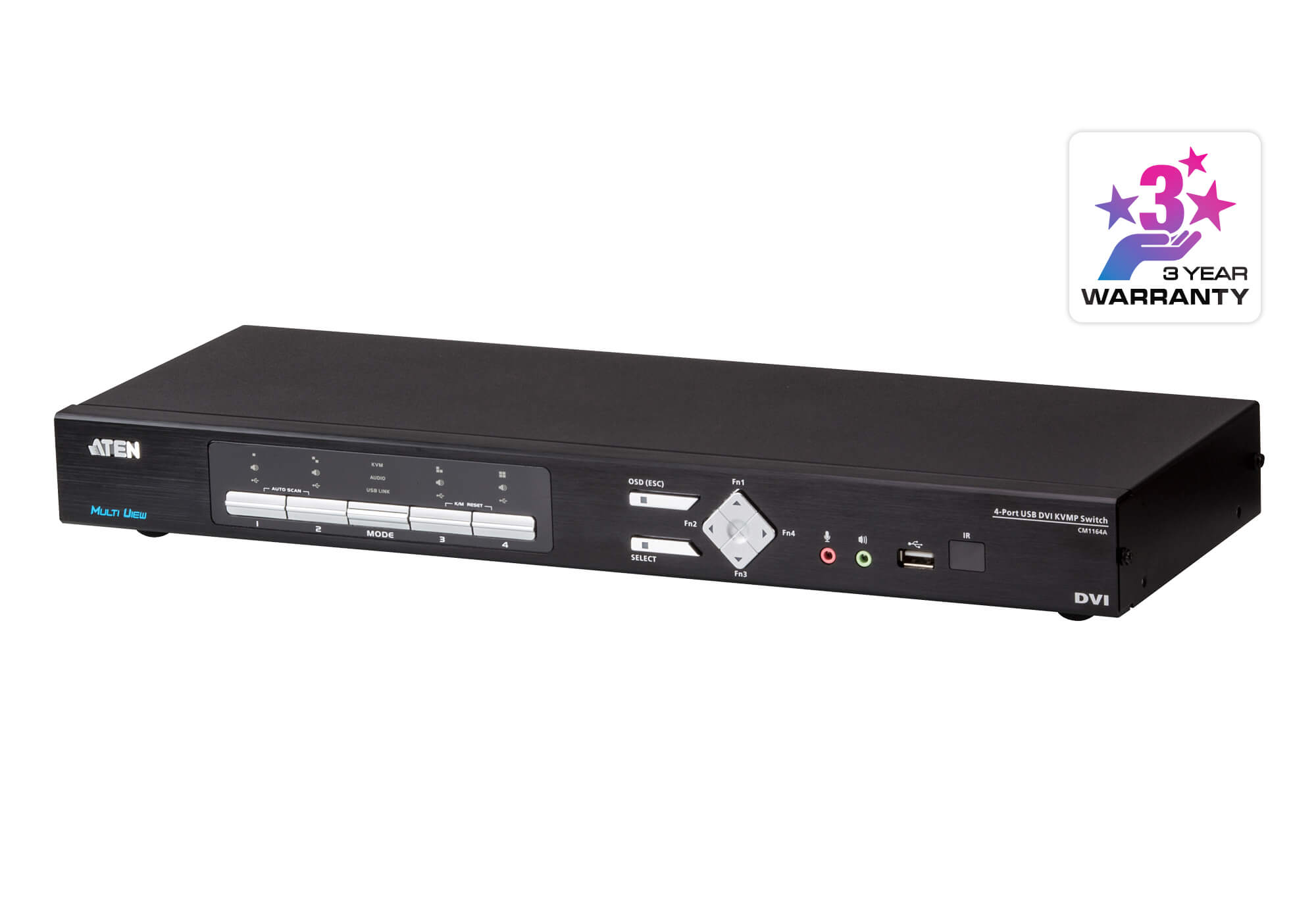 KVM Switches/Aten: Aten, 4-Port, DVI, Multi-View, KVMP, Switch, Quad, View, with, Picture, in, Picture, support, up, to, 1920, x, 1200, @, 60, Hz, 4, DVI, USB, 