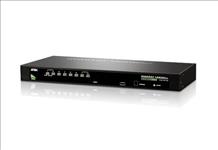 Aten Rackmount KVM Switch 8 Port VGA PS/2-USB, 1x Custom KVM Cable Included, Selection Via Front & USD Menu, Broadcast M