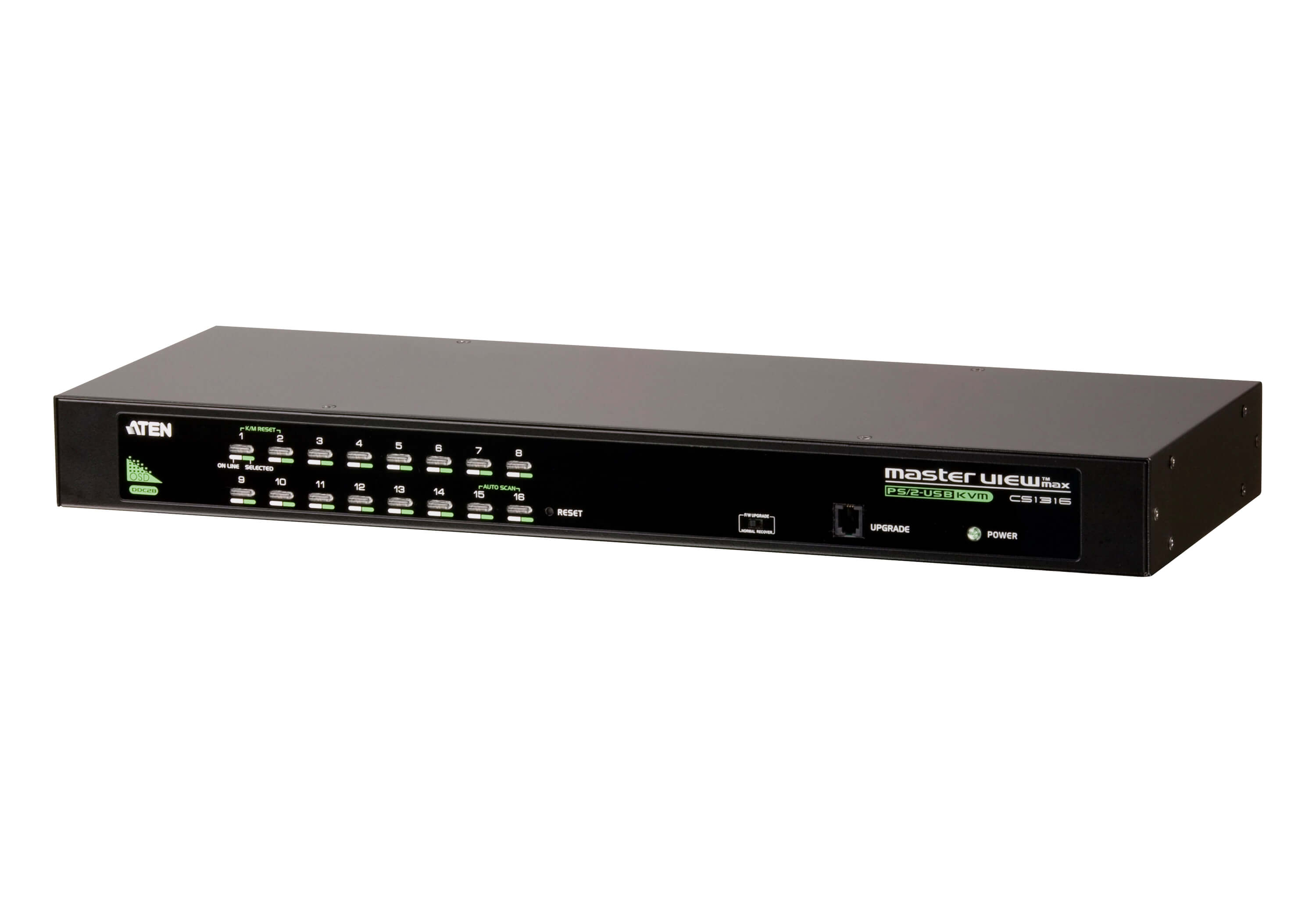 Aten, Rackmount, KVM, Switch, 16, Port, VGA, PS/2-USB, KVM, Cables, NOT, Included, Selection, Via, Front, &, USD, Menu, Broadcast, Mode, 