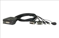Aten, Compact, KVM, Switch, 2, Port, Single, Display, DVI, Remote, Port, Selector, USB, Hot-Plugging, 