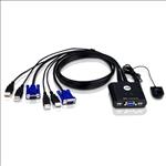 Aten, Compact, KVM, Switch, 2, Port, Single, Display, VGA, Remote, Port, Selector, USB, Hot-Plugging, 