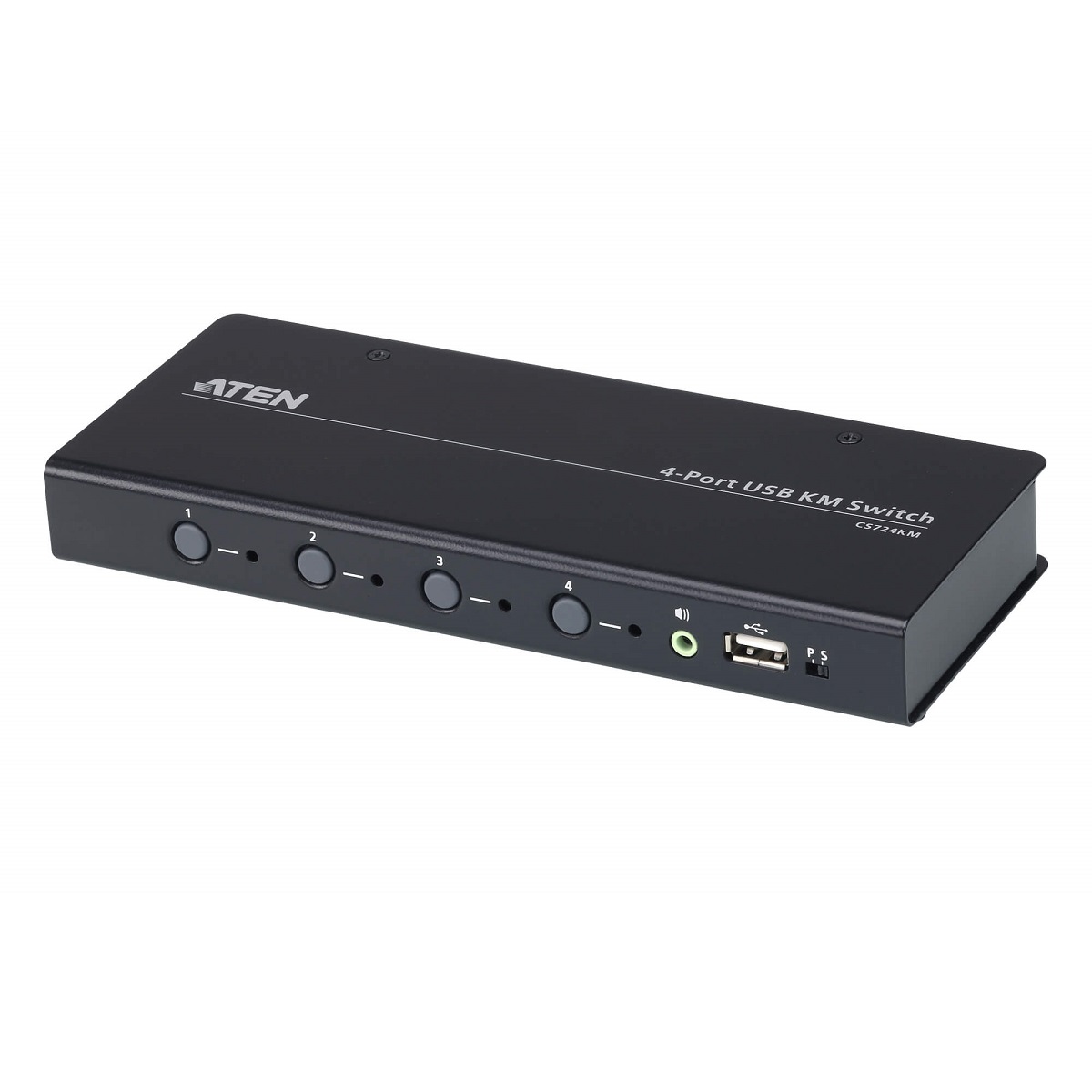 KVM Switches/Aten: Aten, KM, Switch, 4, Port, USB, Boundless, Switching, w/, Audio, Cables, Included, Daisy, Chain, Up, to, 2, (8, Computers, Total), 