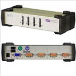Aten, Desktop, KVM, Switch, 4, Port, Single, Display, VGA, 4x, Custom, KVM, Cables, Included, Selection, Via, Front, Panel, Auto, Scan, M, 
