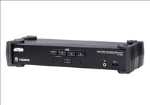 Aten, Desktop, KVMP, Switch, 4, Port, Single, Display, 4k, HDMI, w/, audio, mixer, mode, Cables, Included, Selection, Via, Front, Panel, 