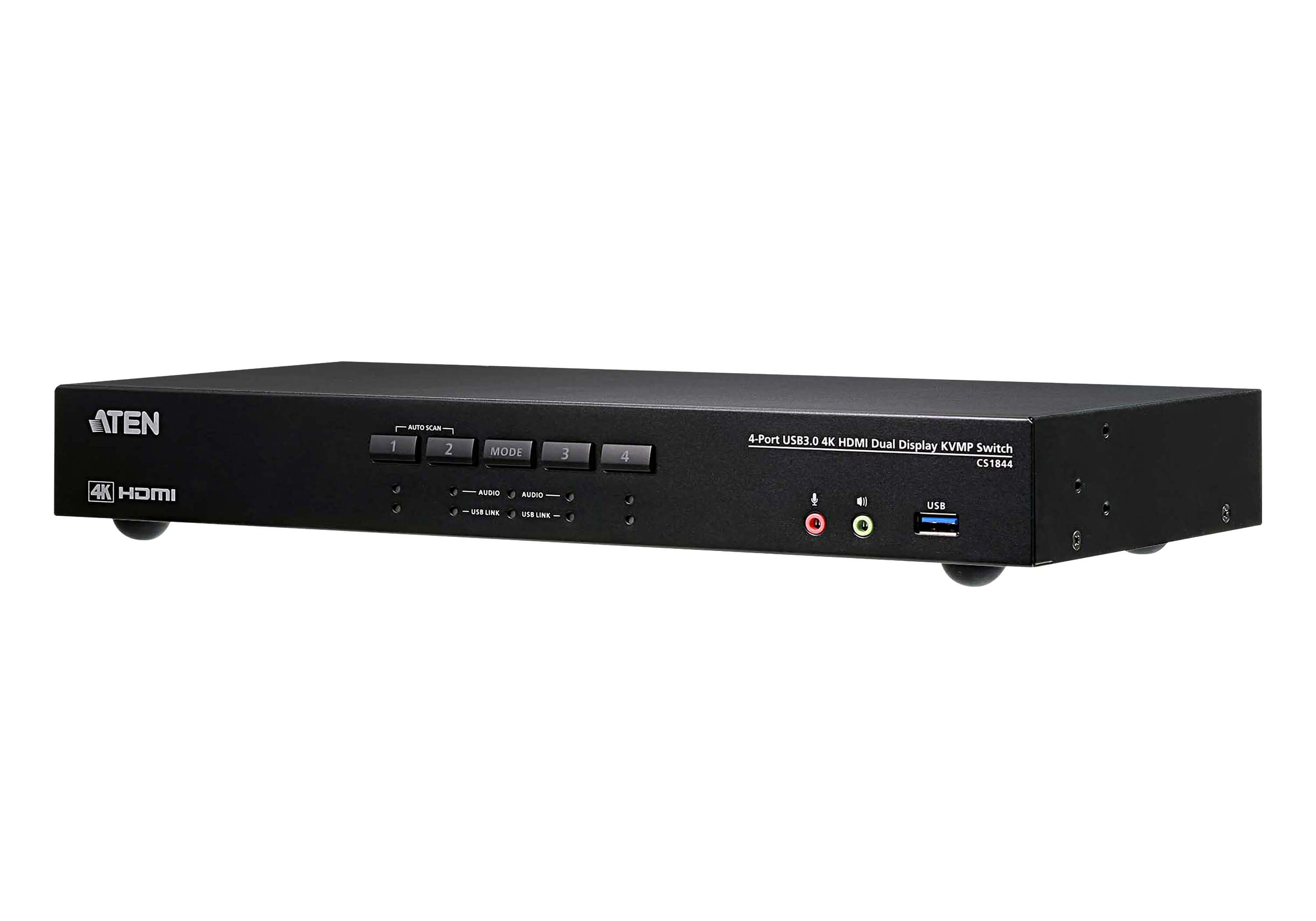 KVM Switches/Aten: Aten, Desktop, KVMP, Switch, 4, Port, Dual, Display, 4k, HDMI, w/, audio, Cables, Included, 2x, USB, Port, Selection, Via, Front, Panel, 