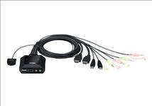 Aten, 2, Port, USB, 4K, @60Hz, HDMI, Cable, KVM, Switch, with, Remote, Port, Selector, 