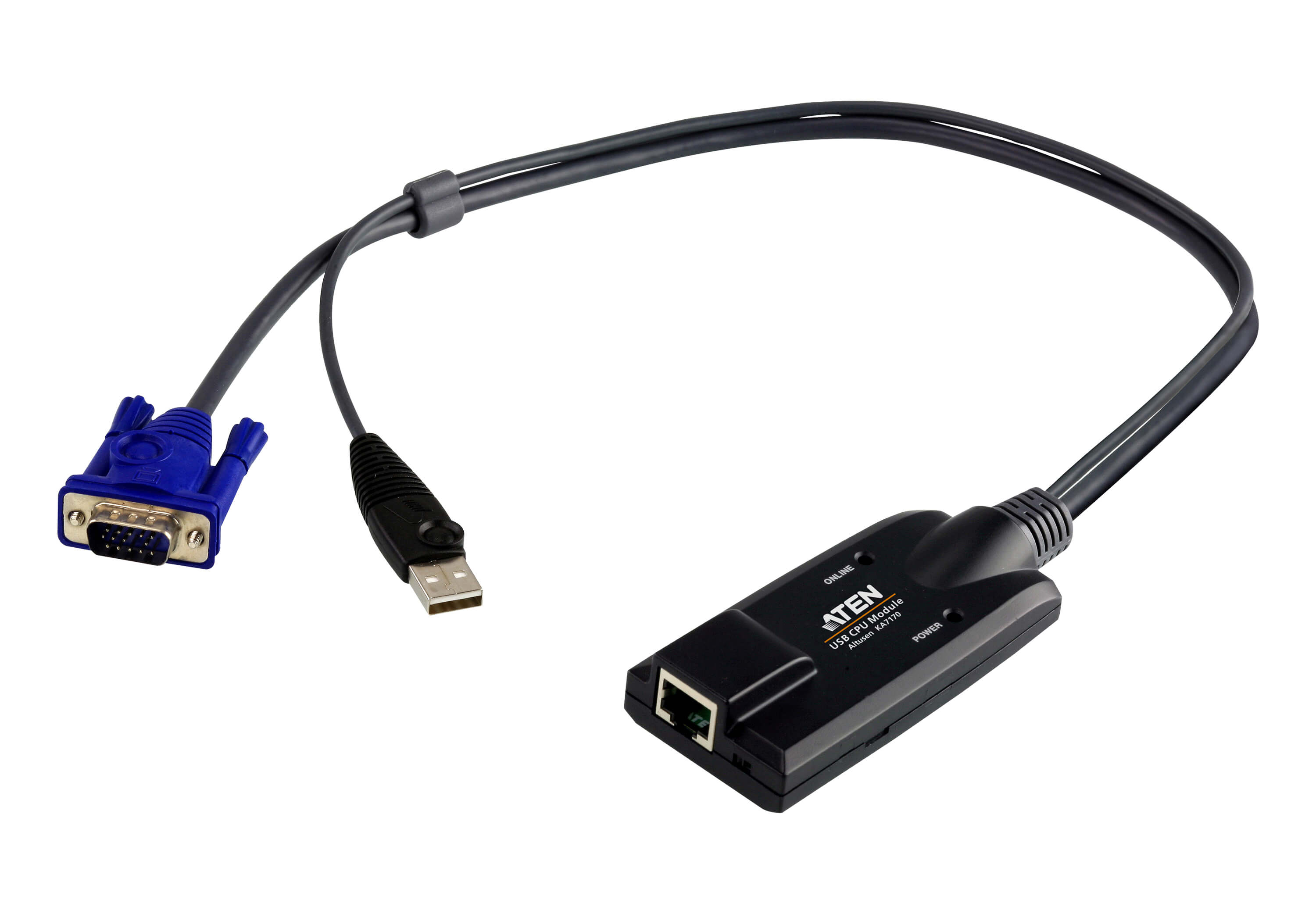 Aten, KVM, Cable, Adapter, with, RJ45, to, VGA, &, USB, for, KH, KL, KM, and, KN, series, 