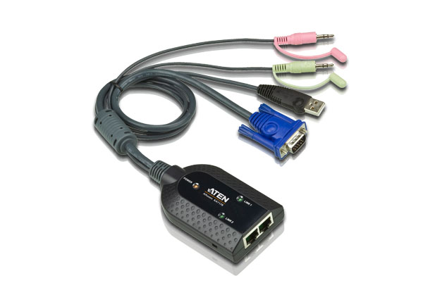 Aten, VGA, USB, Virtual, Media, KVM, Adapter, with, Audio, Dual, Output, for, KM, series, 