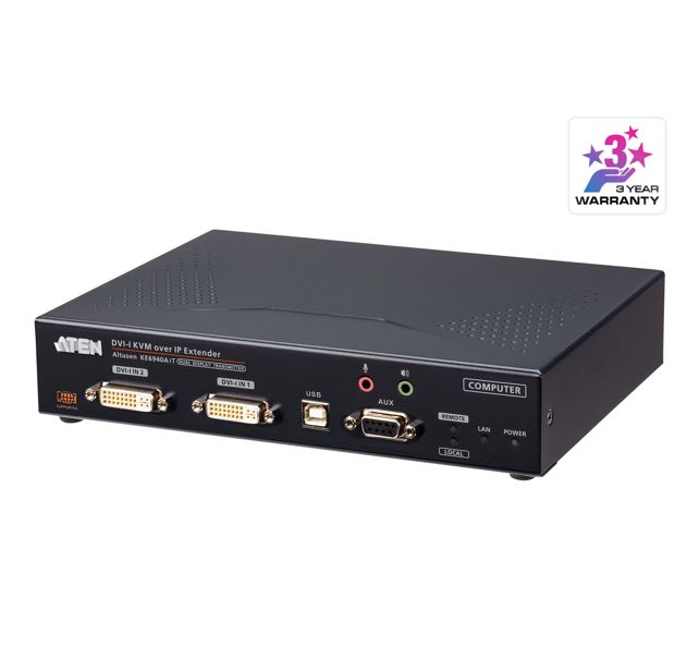 KVM Switches/Aten: Aten, DVI-I, Dual, Display, KVM, over, IP, Transmitter, with, Software, Decoder, Ability, Supports, power/network, failover, Superior, 