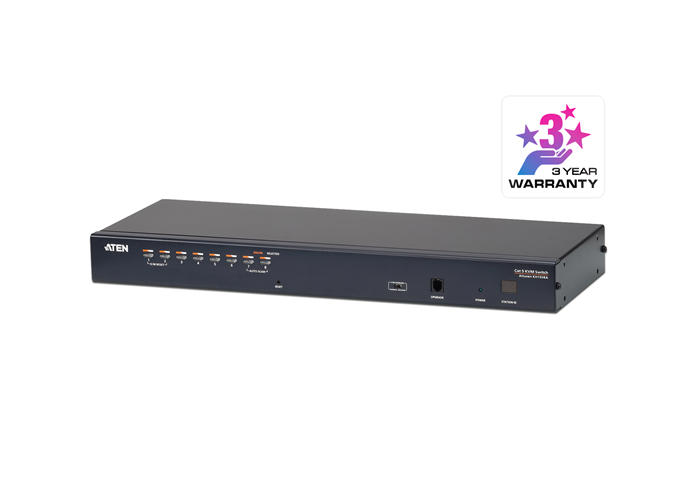 Aten, Rackmount, KVM, Switch, 1, Console, 8, Port, Multi-Interface, Cat, 5, KVM, Cables, NOT, Included, Daisy, Chainable, for, up, to, 256, 