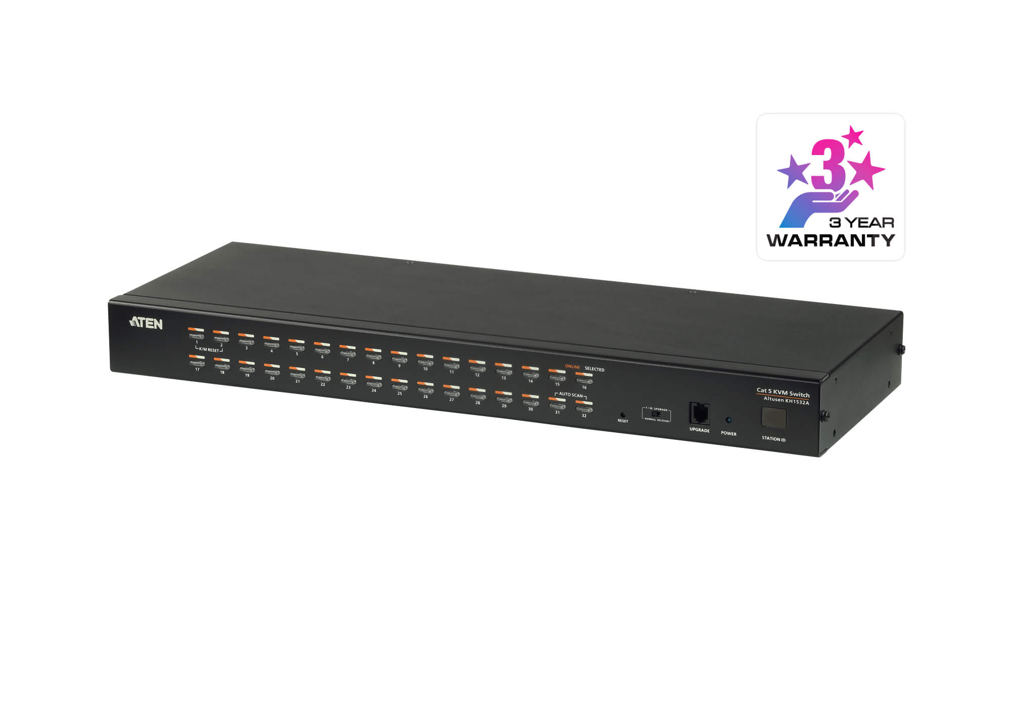 Aten, Rackmount, KVM, Switch, 1, Console, 32, Port, Multi-Interface, Cat, 5, KVM, Cables, NOT, Included, Daisy, Chainable, for, up, to, 10, 