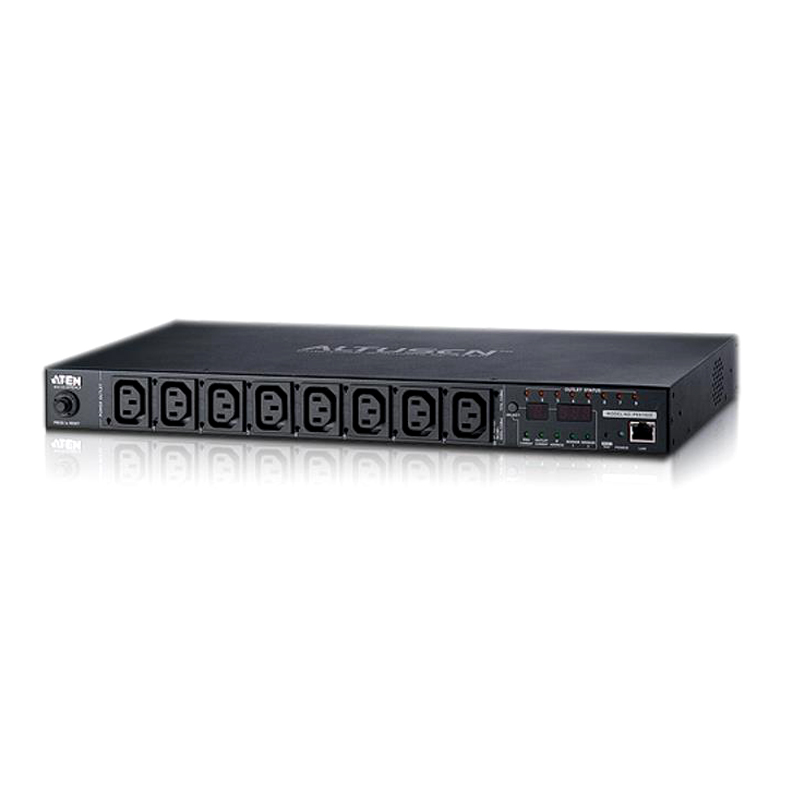 Aten, 8, Port, 1U, 16A, Smart, PDU, with, Outlet, level, metering, and, outlet, control, 7xC13, +, 1xC19, Outlets, (PE8208G), 