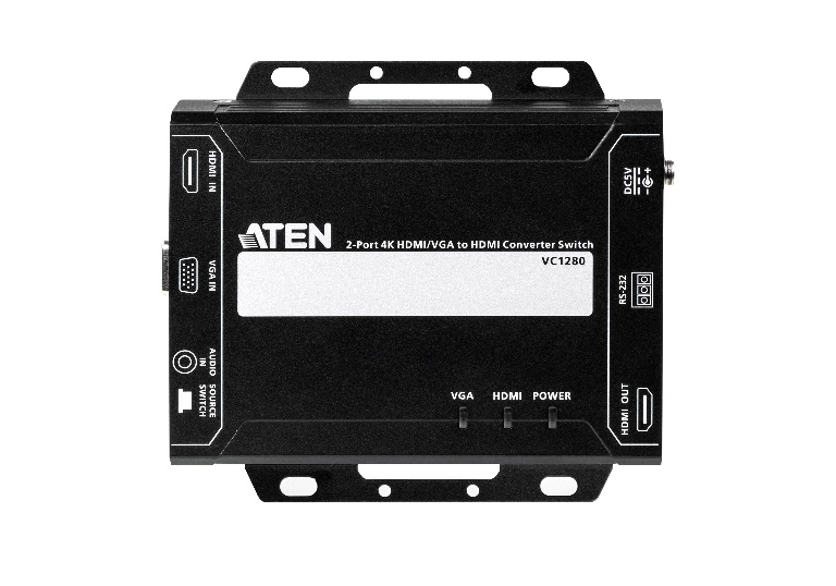 KVM Switches/Aten: Aten, Professional, Converter, Switch, 2, Port, 4K, HDMI/VGA, to, HDMI, Converter, Switch, supports, control, via, RS232, terminal, or, a, 