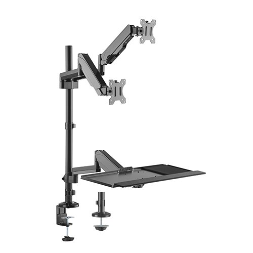 Mounts/Brateck: Brateck, Gas, Spring, Sit-Stand, Workstation, Dual, Monitors, Mount, Fit, Most, 17, -32, Moniters, Up, to, 8kg, per, screen, 360Â°, Scree, 
