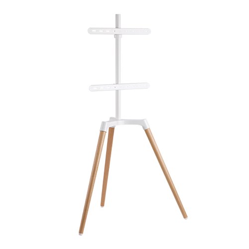 Brateck, Pastel, Easel, Studio, TV, Floor, Tripod, Stand, For, Most, 50, -65, Up, to, 35kg, Flat, Panel, TVs, --, Matte, White, &, Beech, 