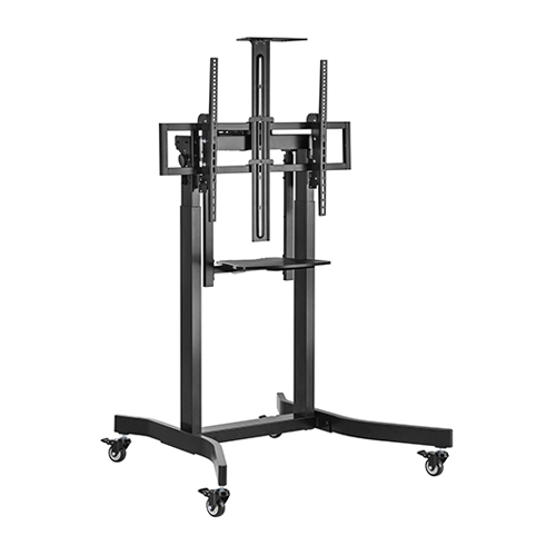 Brateck, Deluxe, Motorized, Large, TV, Cart, with, Tilt, Equipment, Shelf, and, Camera, Mount, Fit, 55, -100, Up, to, 120Kg, -, Black, 