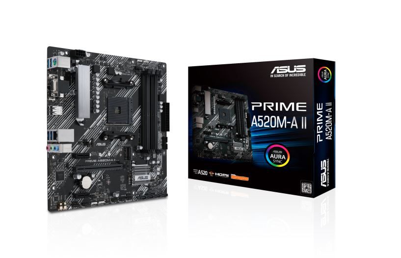 ASUS, AMD, A520, PRIME, A520M-A, (Ryzen, AM4), Micro, ATX, Motherboard, with, M.2, DP, HDMI, D-Sub, SATA, 6, Gbps, USB, 3.2, Gen, 1, port, 