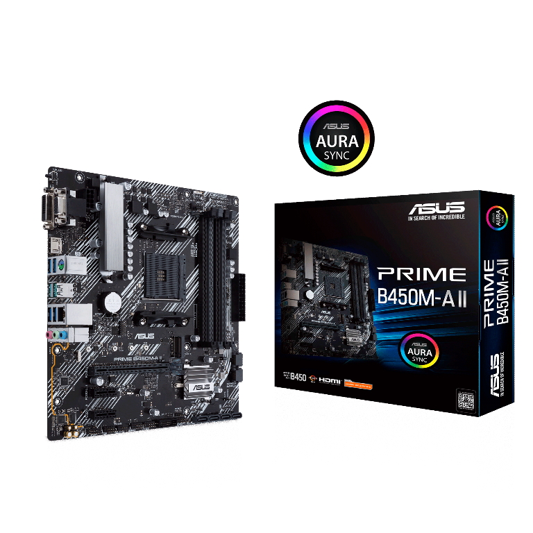 ASUS, PRIME, B450M-A, II, AMD, Micro, ATX, motherboard, with, M.2, support, HDMI/DVI-D/D-Sub, SATA, 6, Gbps, 1, Gb, Ethernet, USB, 3.2, G, 