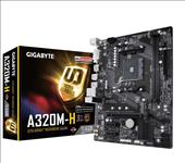 Gigabyte, GA-A320M-H, Ryzen, AM4, mATX, MB, 2xDDR4, 3xPCIE, M.2, HDMI, DVI, RAID, Realtek, GbE, LAN, 4xSATA3, 4xUSB3.1, ~GA-A320M-HD2, 
