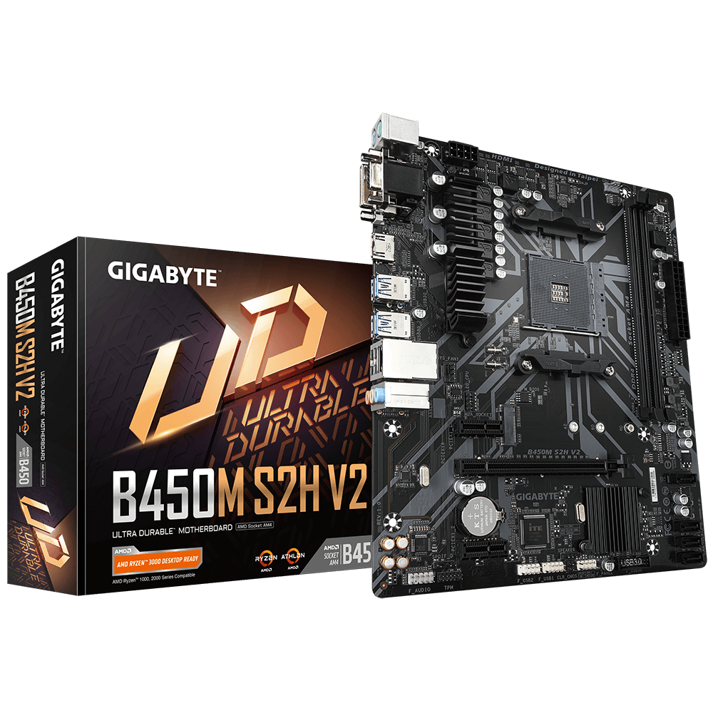 Gigabyte, B450M, S2H, V2, AMD, Ryzen, Gen3, AM4, mATX, Motherboard, 
