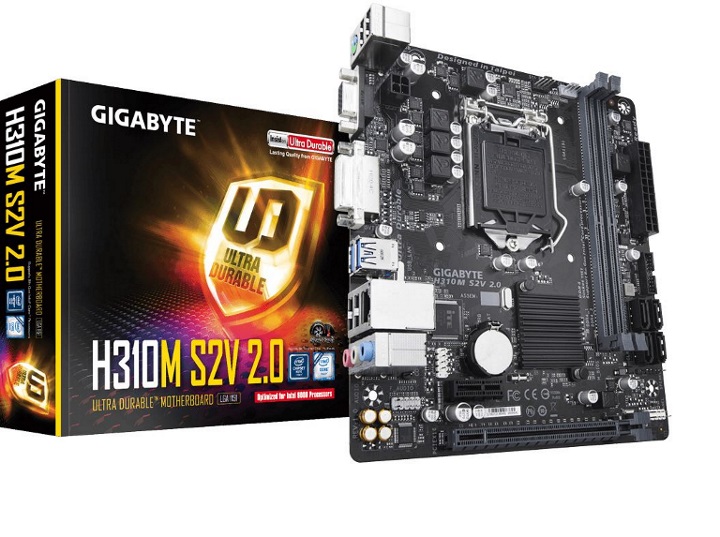 Gigabyte, GA-H310M, S2V, V2.0, LGA1151, 9Gen, mATX, MB, 2xDDR4, 2xPCIe, 1xD-Sub, 1xDVI-D, 4xSATA, GbE, LAN, 4xUSB3.1, 6xUSB2.0, 