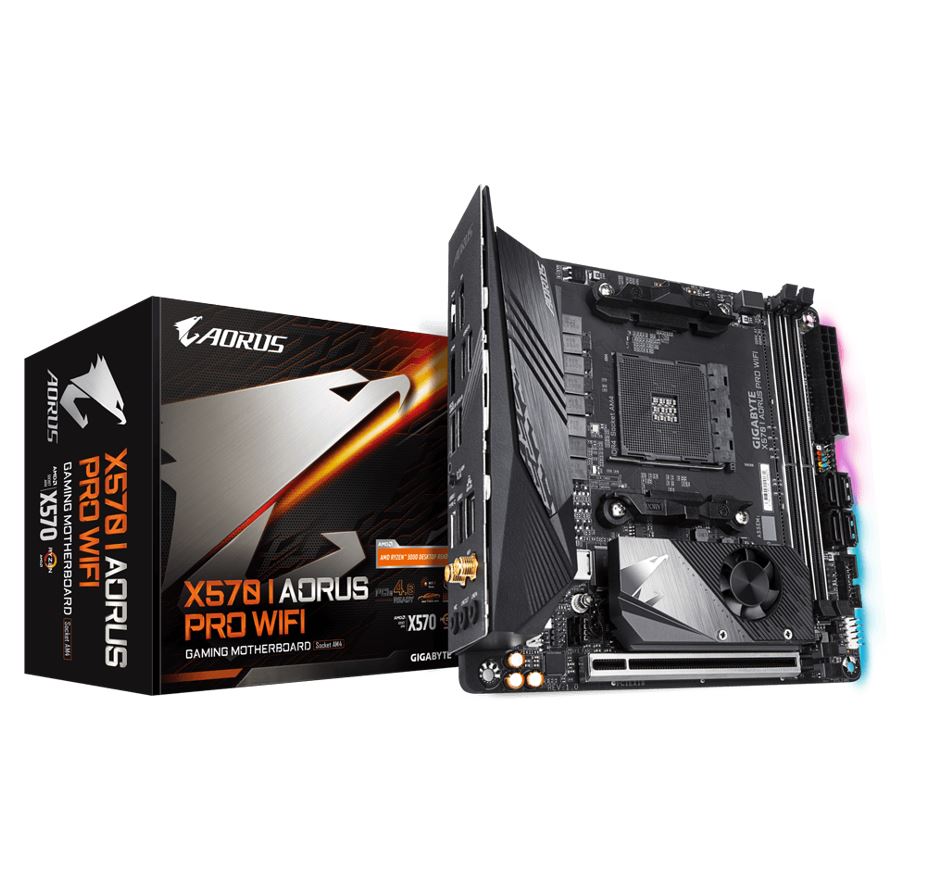 Gigabyte, X570, I, AORUS, PRO, WIFI, Ryzen, AM4, Mini, ITX, Motherboard, 2xDDR4, 3xPCIe, 4.0, 1xM.2, RAID, GbE, LAN, WIFI, BT, CrossFire, RGB, 
