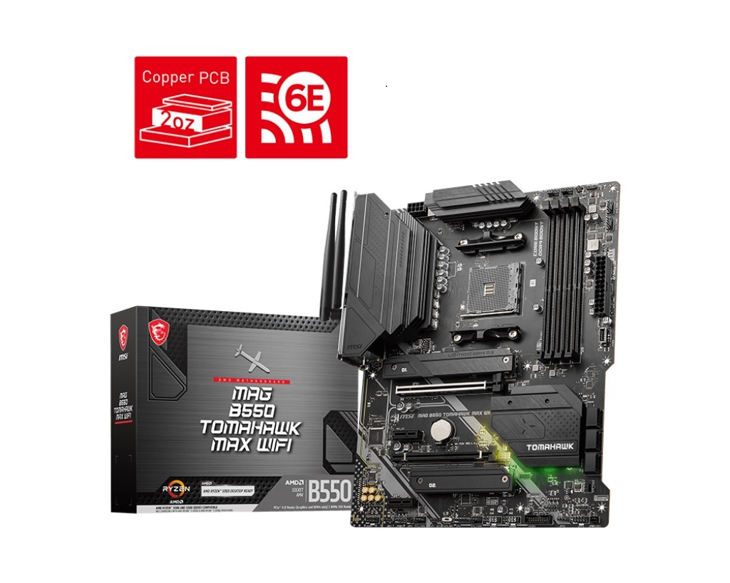 MSI, MAG, B550, TOMAHAWK, MAX, WIFI, AM4, ATX, MB, 4xDDR4, 2xPCIEx16, 2xPCIEx1, 2xM.2, RAID, LAN, DP, HDMI, 6xSATAIII, 2xUSB3.2, 6xUSB2.0, 