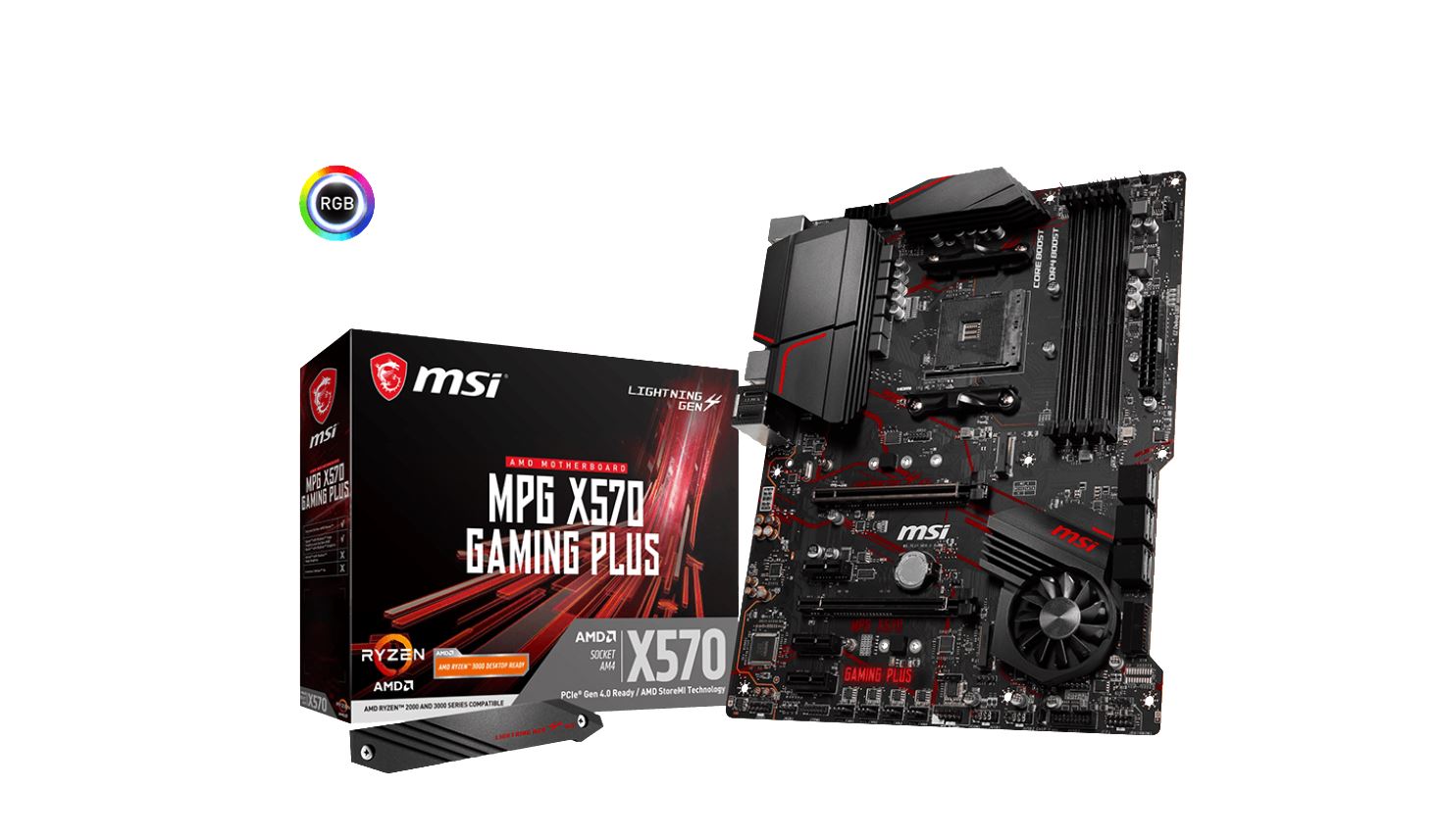 MSI, MPG, X570, GAMING, PLUS, Ryzen, AM4, ATX, Motherboard, 4xDDR4, 5xPCIE, 2xM.2, RealtekÂ®, ALC1220, 6xSATAIII, LAN, 10xUSB3.2, 6xUSB2., 