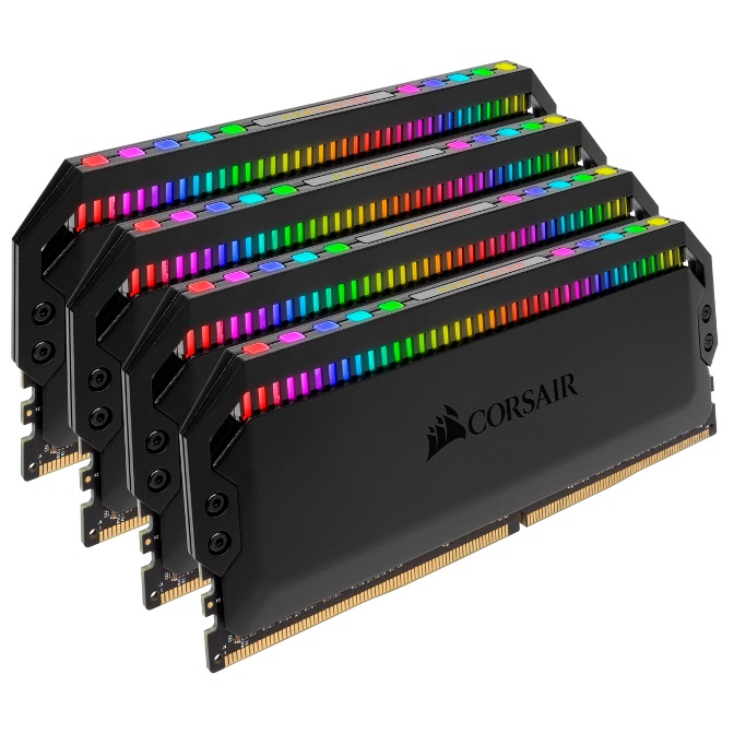 Corsair, Dominator, Platinum, RGB, 32GB, (4x8GB), DDR4, 3200MHz, CL16, DIMM, Unbuffered, XMP, 2.0, Base, SPD@2666, Black, Heatspreaders, 