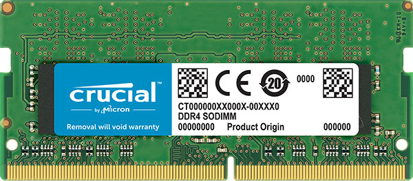 RAM/Micron (Crucial): Crucial, 16GB, (1x16GB), DDR4, SODIMM, 3200MHz, CL22, 1.2V, Single, Ranked, Notebook, Laptop, Memory, RAM, 