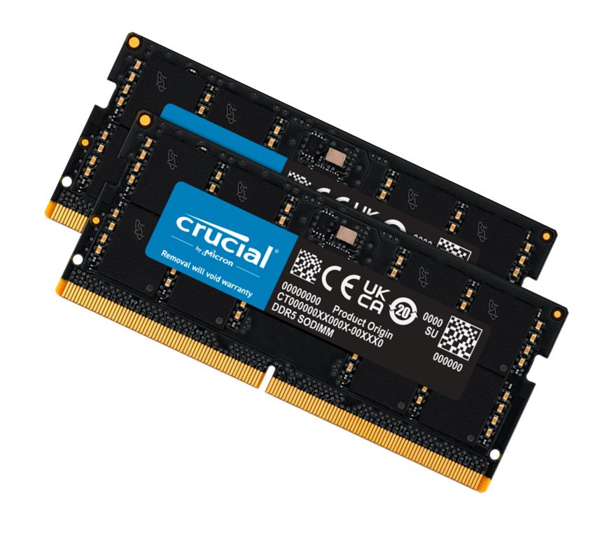 Crucial, 32GB, (2x16GB), DDR5, SODIMM, 4800MHz, C40, 1.1V, Notebook, Laptop, Memory, 
