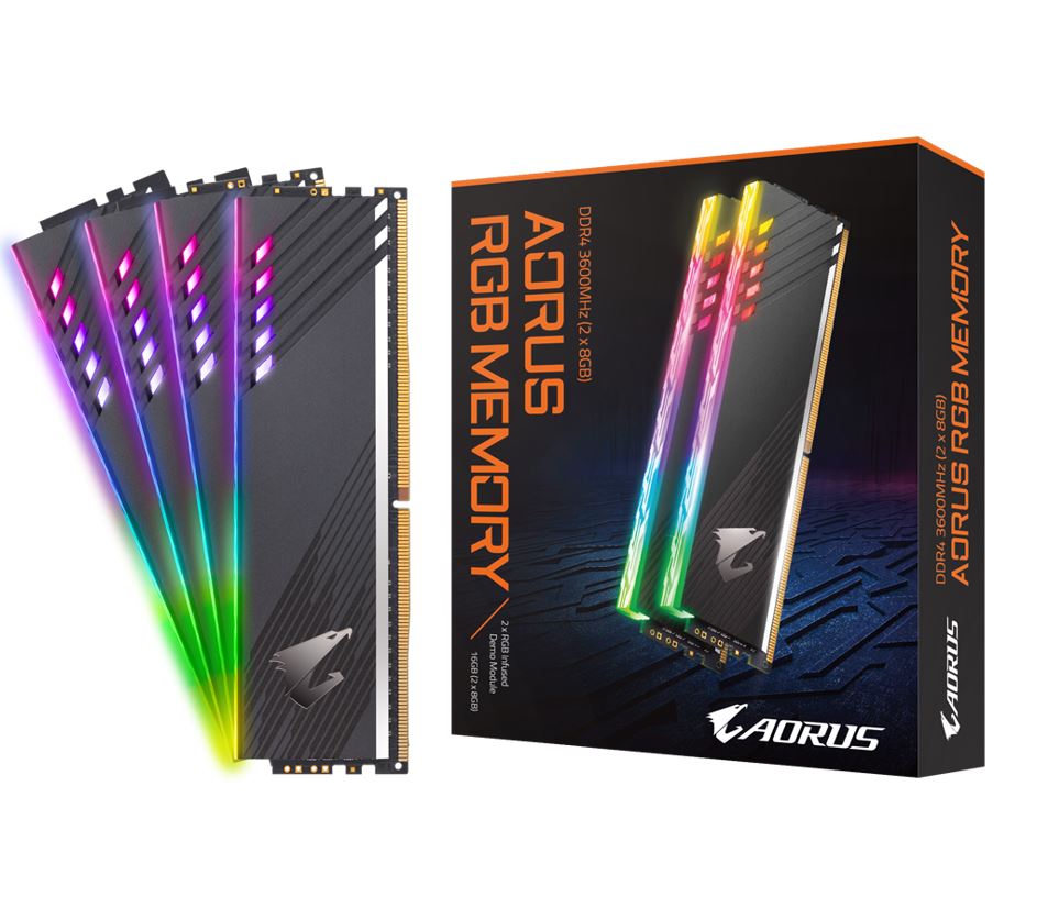 GIGABYTE, AORUS, RGB, MEMORY, 16GB, KIT, (2x, 8GB), DDR4, 3600MHZ, 1.35V, WITH, 2x, RGB, DEMO, MODULE, 