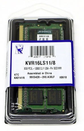 RAM/KINGSTON: KINGSTON, 8GB, 1600MHz, DDR3L, Non-ECC, CL11, SODIMM, 