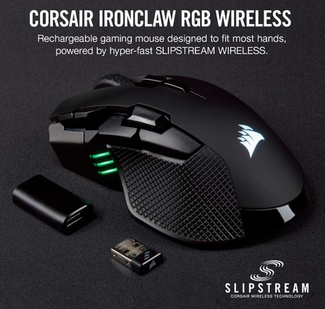 Corsair, IRONCLAW, RGB, Wireless, FPS/MOBA, 18, 000, DPI, SLIPSTREAM, Corsair, Wireless, Technology, Gaming, Mouse, 