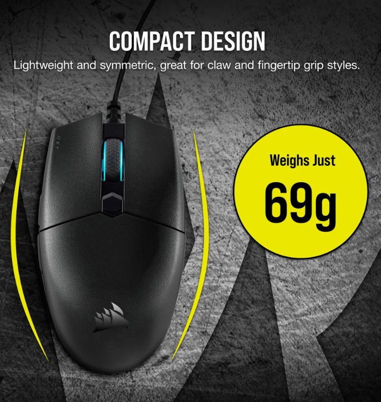Keyboards and Mice/Corsair: Corsair, Katar, PRO, Ultra, Light, Weight, 69g, Wheel, RGB, ICUE, Software, Quik, Strike, Buttons, 12k, DPI, Compact, symetric, Shape, 