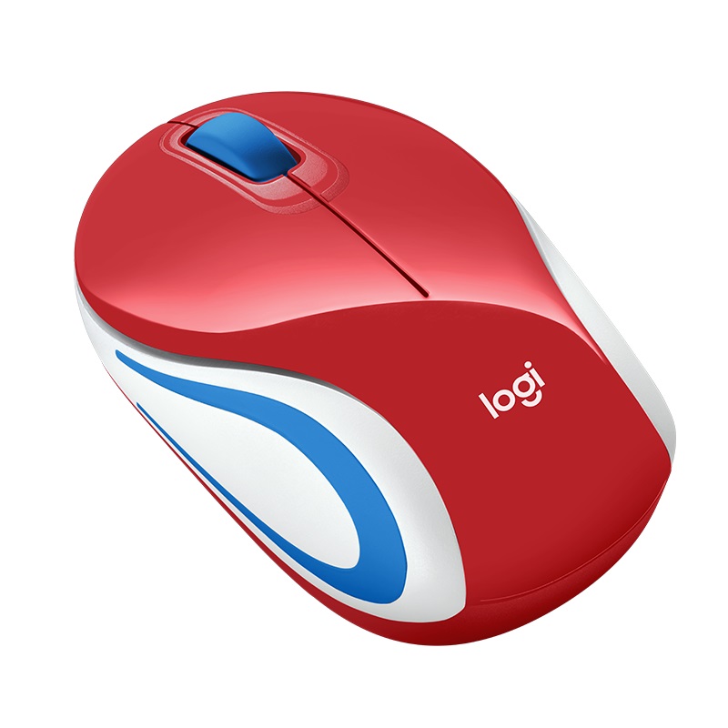 Keyboards and Mice/Logitech: Logitech, M187, Wireless, Mouse, Mini, 3, Button, USB, Receiver, Colour:, Red, 