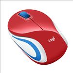 Logitech, M187, Wireless, Mouse, Mini, 3, Button, USB, Receiver, Colour:, Red, 