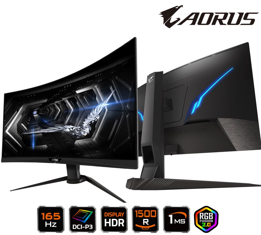 GIGABYTE, AORUS, CV27Q, CURVED, GAMING, MONITOR, 27, 165Hz, VA15000, 2560x1440, HDMI, DP, HBR3, 3YR, 