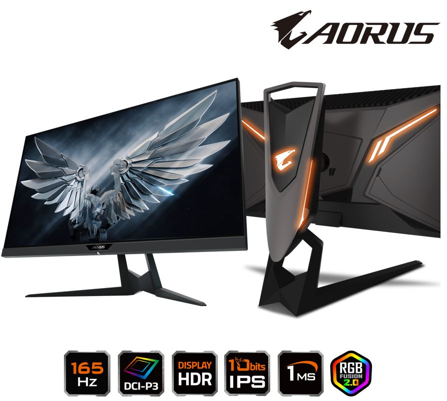 GIGABYTE, AORUS, FI27Q, GAMING, MONITOR, 27, 165Hz, IPS, 2560x, 1440, HDMI, DP, HBR2, 3YR, 