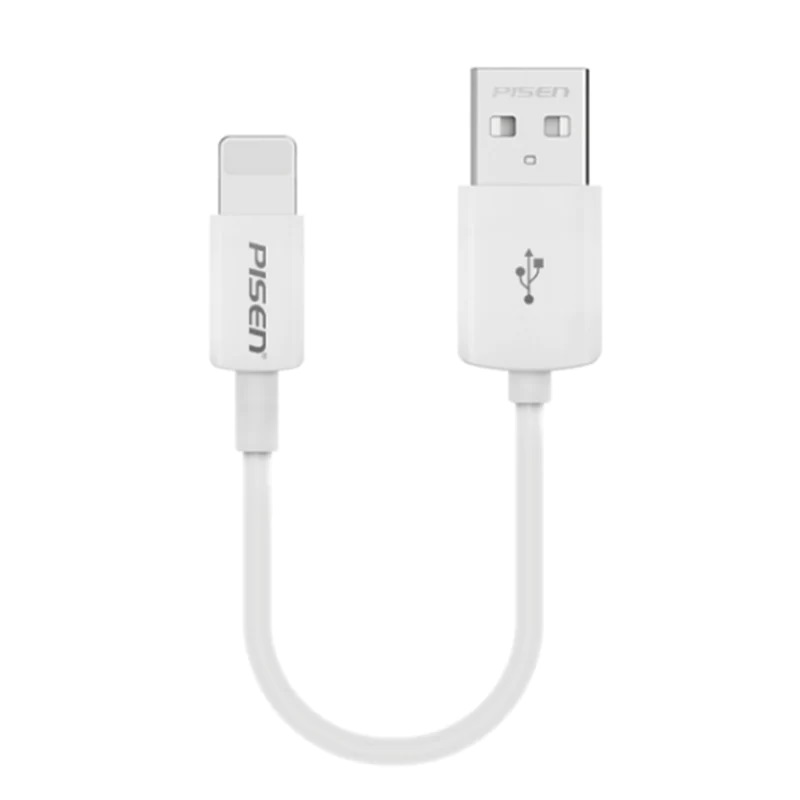 Pisen, Lightning, to, USB-A, Cable, (20cm), White, -, Support, Both, Fast, Charging, and, Data, Cable, Stretch-Resistant, Lightweight, 