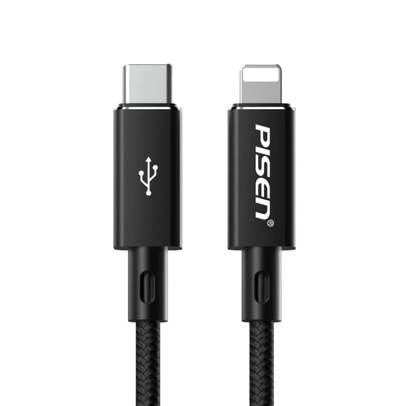 Cables/PISEN: PISEN, Lightning, to, USB-C, PD, Fast, Charging, Cable, (1M), -, Black, (6940735465375), Support, 3A, Anti-Breaking, Braided, Cable, 