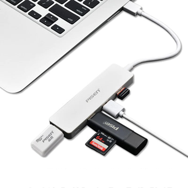 PISEN, USB-C, to, 4x, USB-A, 3.0, Charging, HUB, -, (6940735499745), TPE, Flexible, Wire, Light, Indicator, Resistant, to, Pulling, and, 