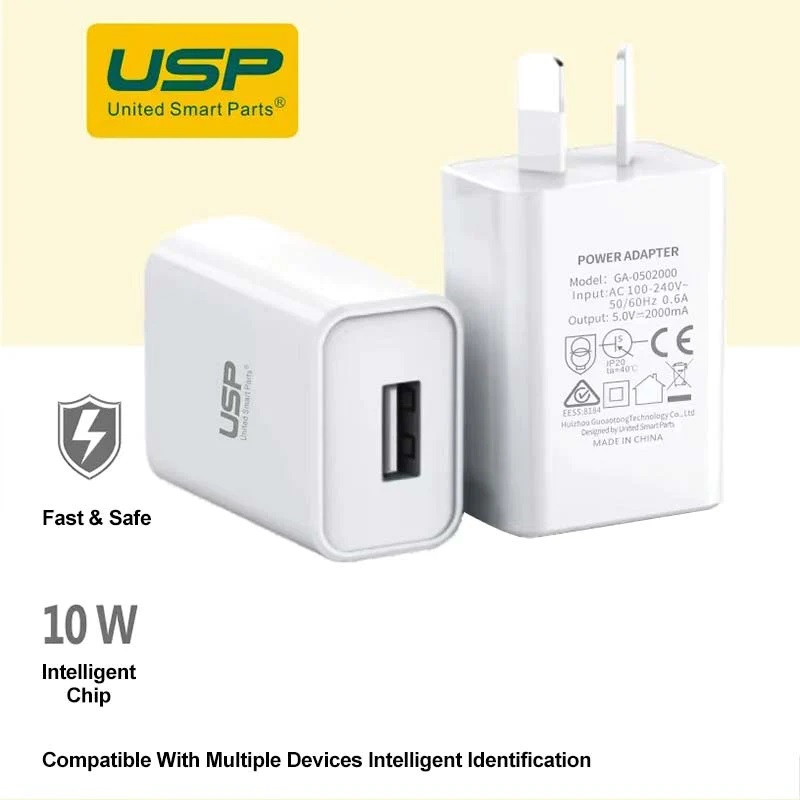 Chargers/USP: USP, 10W, Wall, Charger, Adapter, -, (6972475750435), 2A, Fast, and, Safe, 