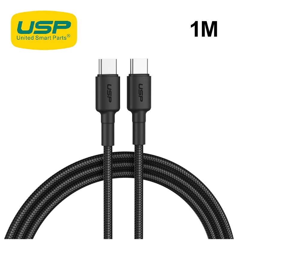 Cables/USP: USP, BoostUp, USB-C, to, USB-C, Cable, (1M), -, Black, (6972890207064), 3A, Fast, and, Safe, Charge, Strong, and, Durable, Nylon, Cable, 