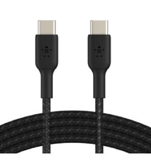 Belkin, BoostCharge, Braided, USB-C, to, USB-C, Cable, (2m/6.6ft), -, Black, (CAB014bt2MBK), 100W, 480Mbps, 30K+, bend, Samsung, Galaxy, 